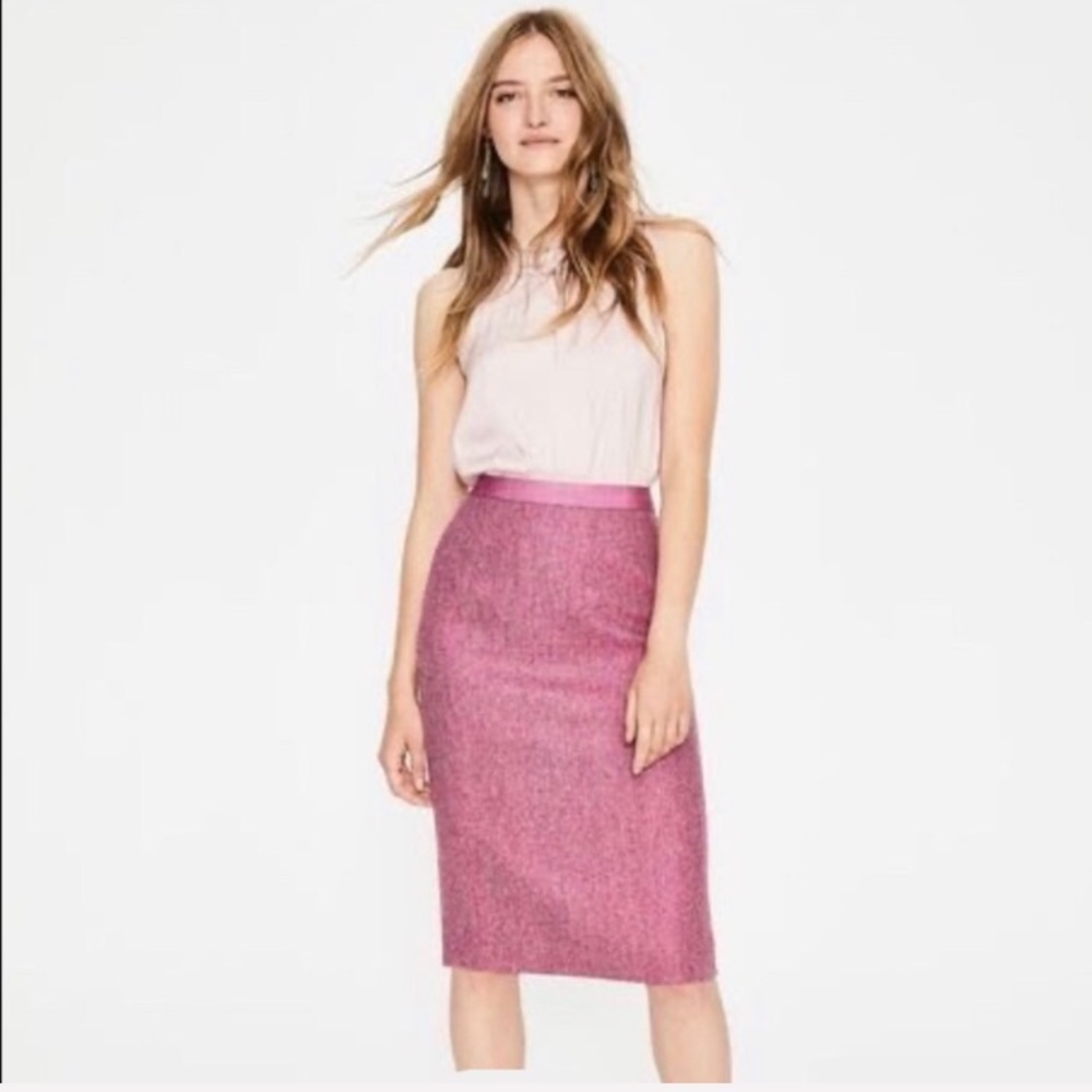 Boden British Tweed pink pencil skirt